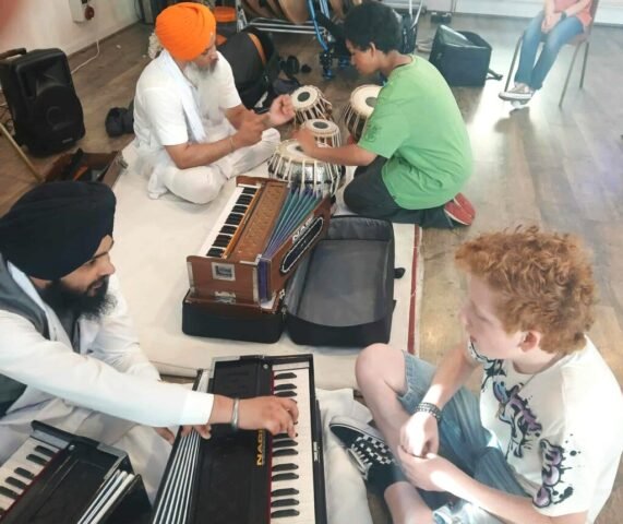 Trying out traditional drums and Harmoniums - used in Sikh music