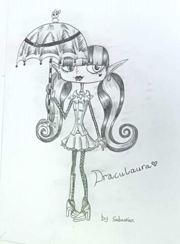 Draculaura pencil drawing