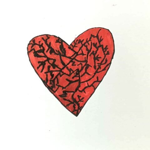 red heart with thorns